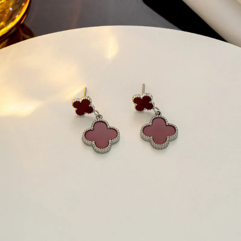 1 Pair Modern Flower Plating 304 Stainless Steel Drop Earrings