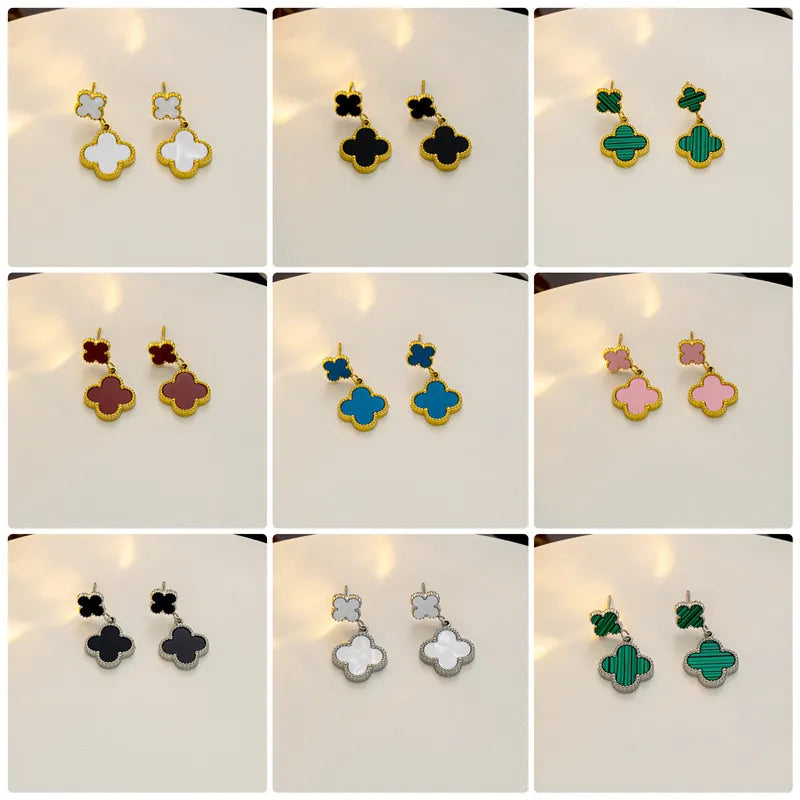 1 Pair Modern Style Classic Style Geometric Flower Plating 304 Stainless Steel Drop Earrings