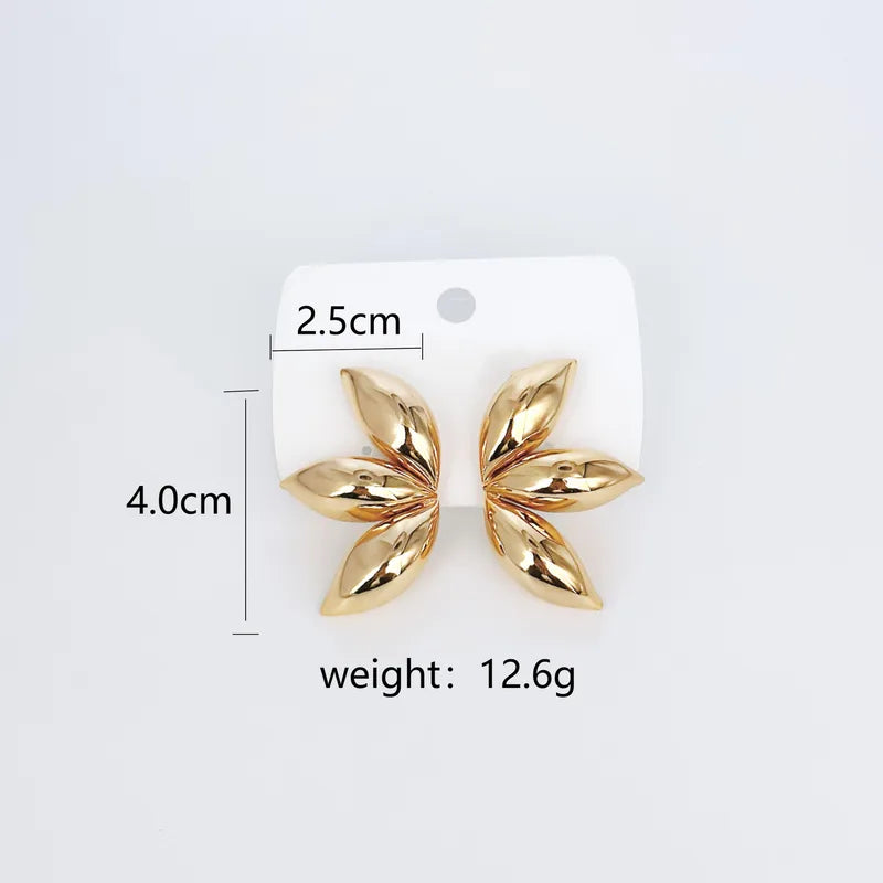 1 Pair Modern Style Classic Style Leaves Copper 18K Gold Plated Silver Plated Ear Studs