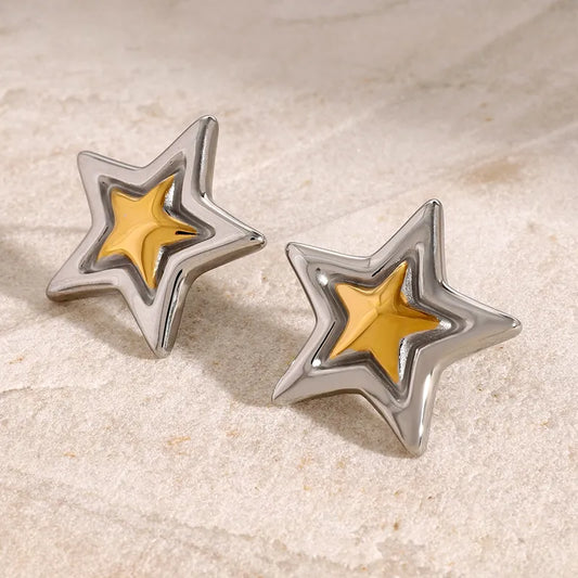 1 Pair Modern Style Classic Style Pentagram 304 Stainless Steel Ear Studs