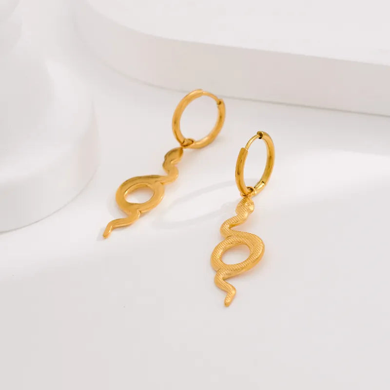 1 Pair Modern Style Cool Style Snake Plating 316 Stainless Steel 18K Gold Plated Drop Earrings