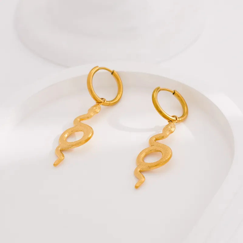 1 Pair Modern Style Cool Style Snake Plating 316 Stainless Steel 18K Gold Plated Drop Earrings