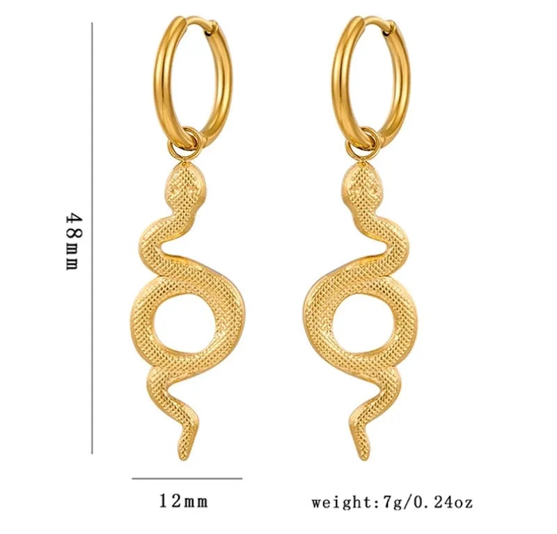 1 Pair Modern Style Cool Style Snake Plating 316 Stainless Steel 18K Gold Plated Drop Earrings