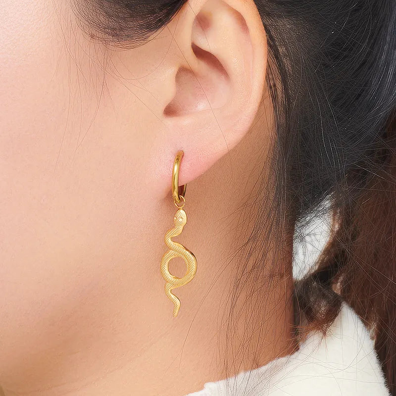 1 Pair Modern Style Cool Style Snake Plating 316 Stainless Steel 18K Gold Plated Drop Earrings