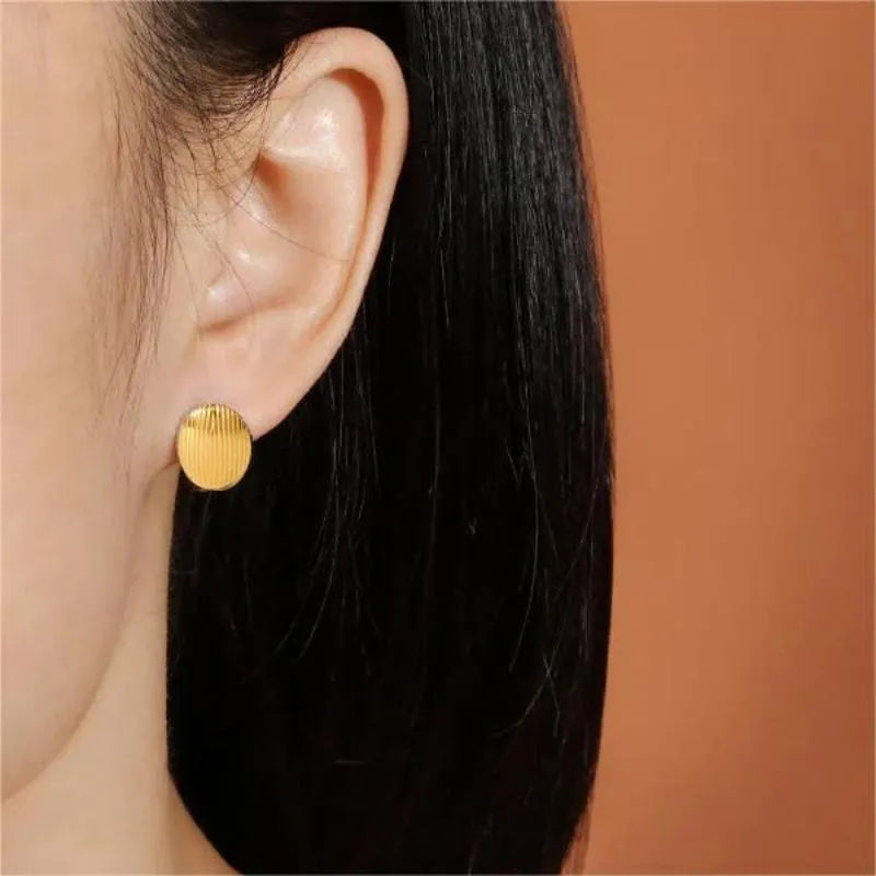 1 Pair Modern Style Simple Style Circle Polishing Plating 304 Stainless Steel 18K Gold Plated Earrings