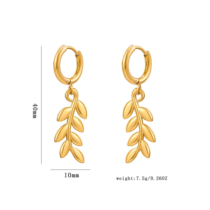 1 Pair Modern Style Simple Style Classic Style Grain Plating 316 Stainless Steel 18K Gold Plated Drop Earrings