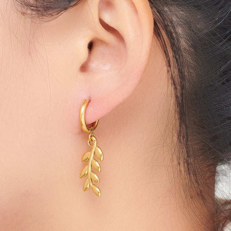 1 Pair Modern Style Simple Style Classic Style Grain Plating 316 Stainless Steel 18K Gold Plated Drop Earrings