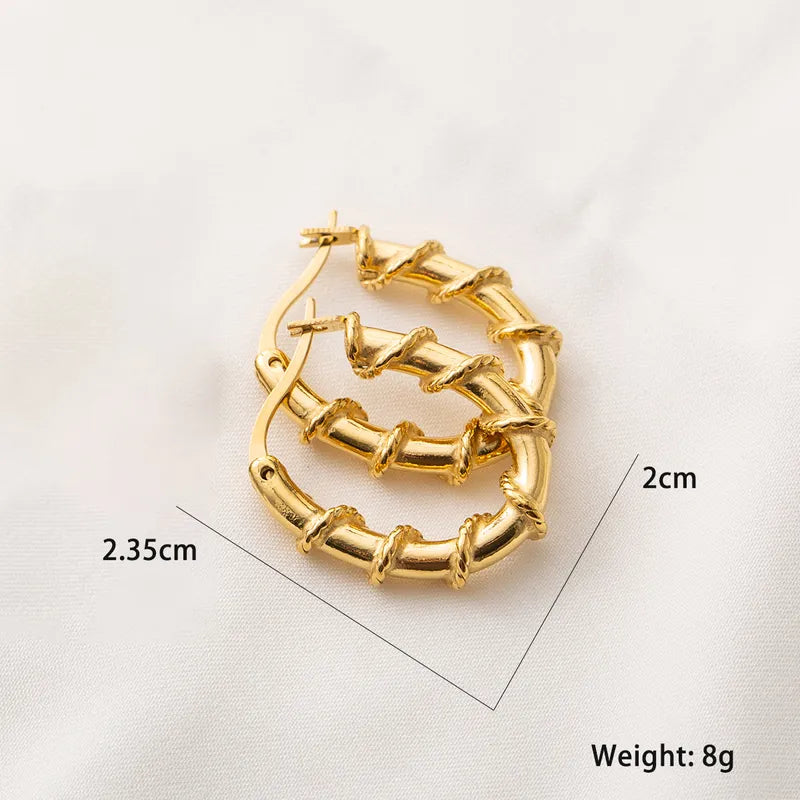 Copy of 3 Pairs Simple Style Heart Shape Inlay 304 Stainless Steel 18K Gold Plated Ear Studs