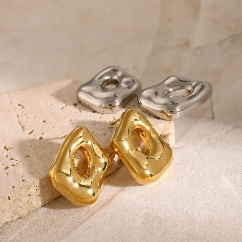 1 Pair Modern Style Simple Style Geometric Solid Color 304 Stainless Steel 18K Gold Plated Ear Studs