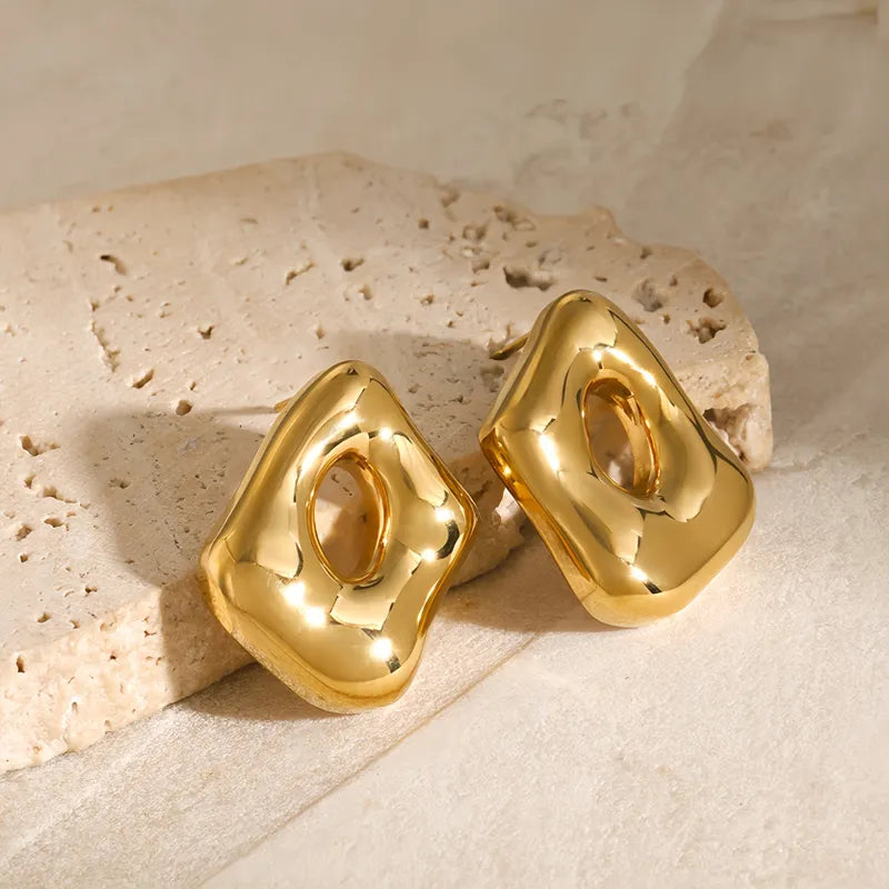 1 Pair Modern Style Simple Style Geometric Solid Color 304 Stainless Steel 18K Gold Plated Ear Studs