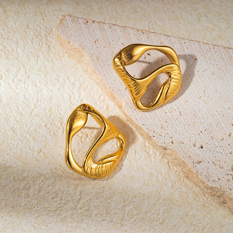 1 Pair Modern Style Simple Style Irregular Plating Hollow Out 304 Stainless Steel 14K Gold Plated Ear Studs