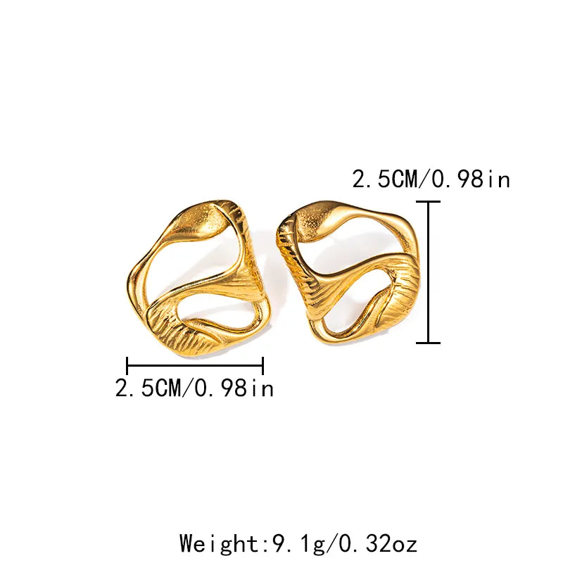 1 Pair Modern Style Simple Style Irregular Plating Hollow Out 304 Stainless Steel 14K Gold Plated Ear Studs