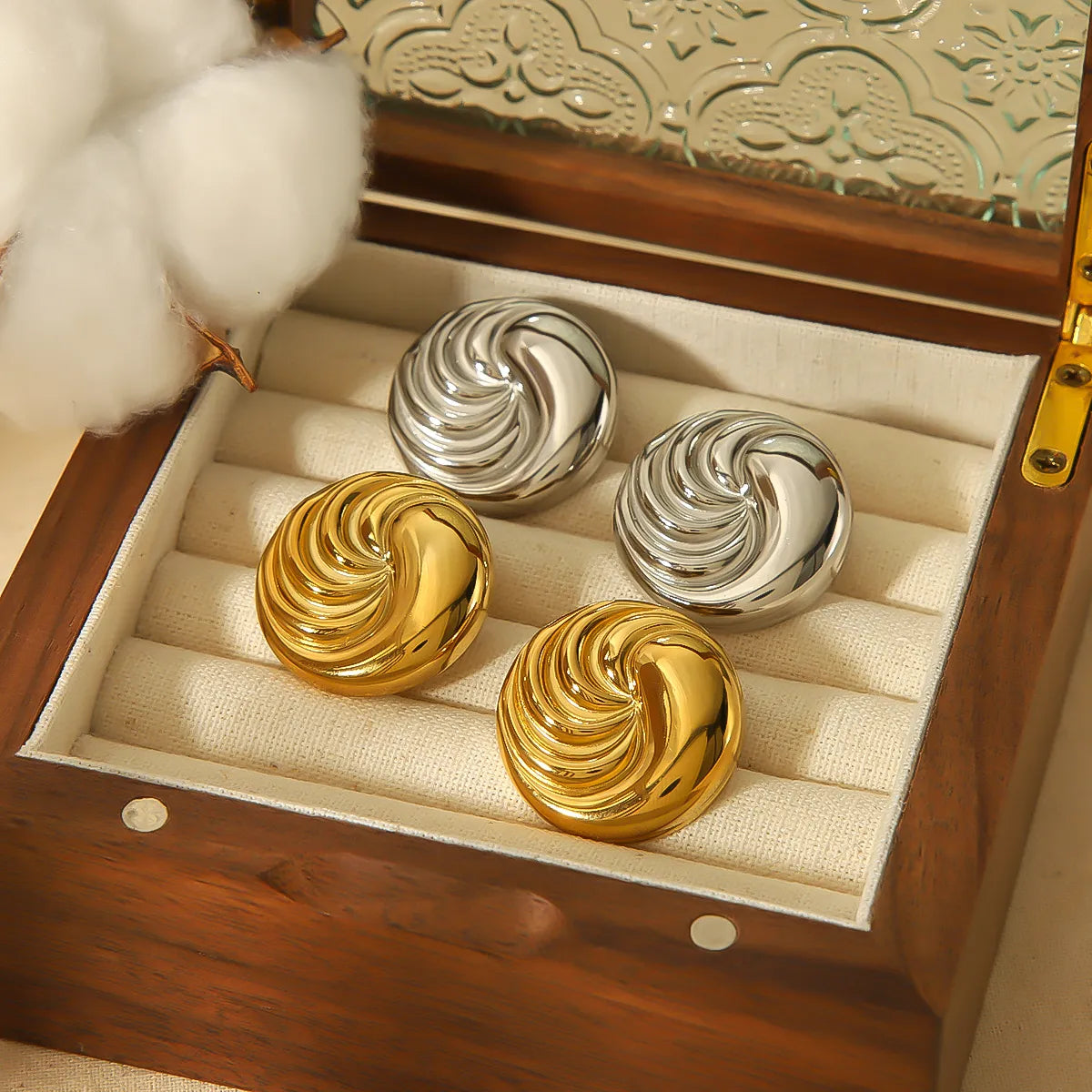 1 Pair Modern Style Simple Style Round Polishing 304 Stainless Steel 18K Gold Plated Ear Studs