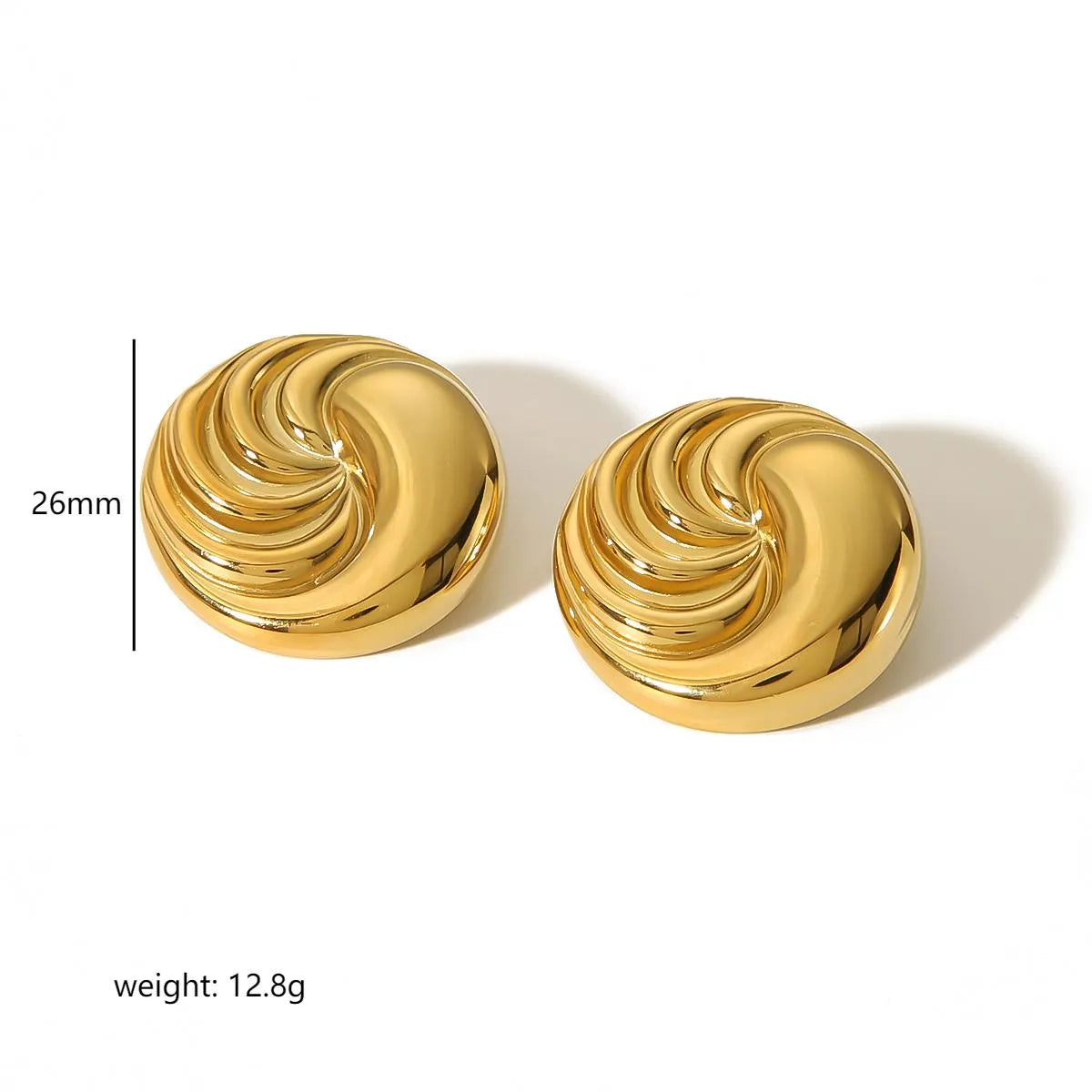 1 Pair Modern Style Simple Style Round Polishing 304 Stainless Steel 18K Gold Plated Ear Studs