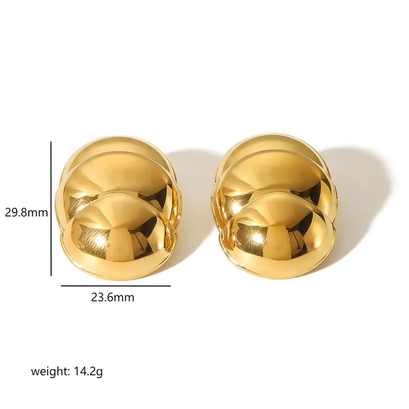 1 Pair Modern Style Solid Color Polishing Plating 304 Stainless Steel 18K Gold Plated Ear Studs