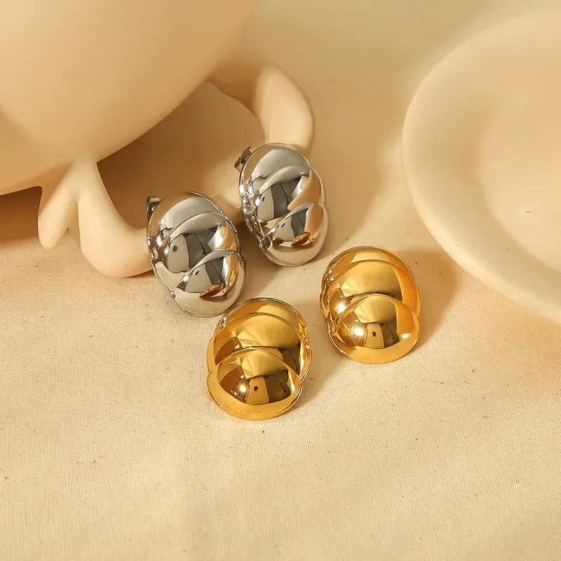 1 Pair Modern Style Solid Color Polishing Plating 304 Stainless Steel 18K Gold Plated Ear Studs