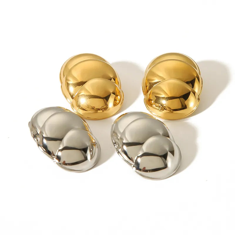 1 Pair Modern Style Solid Color Polishing Plating 304 Stainless Steel 18K Gold Plated Ear Studs