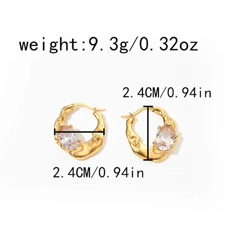 1 Pair Modern Style Sweet Oval Plating Inlay 304 Stainless Steel Zircon 14K Gold Plated Earrings