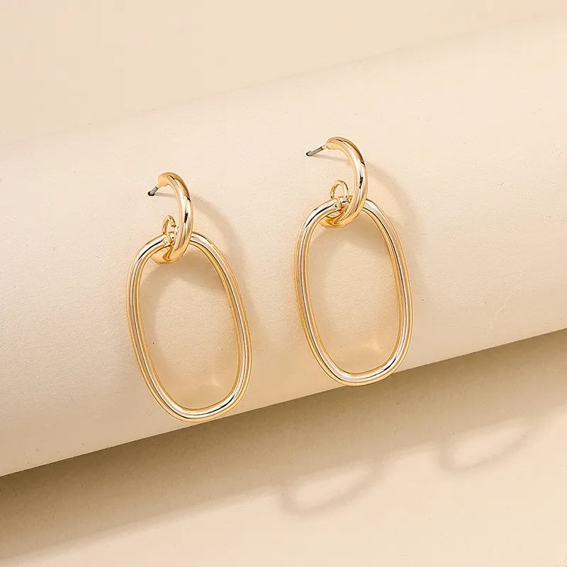 1 Pair Nordic Style Simple Style Oval Hollow Out Alloy Drop Earrings