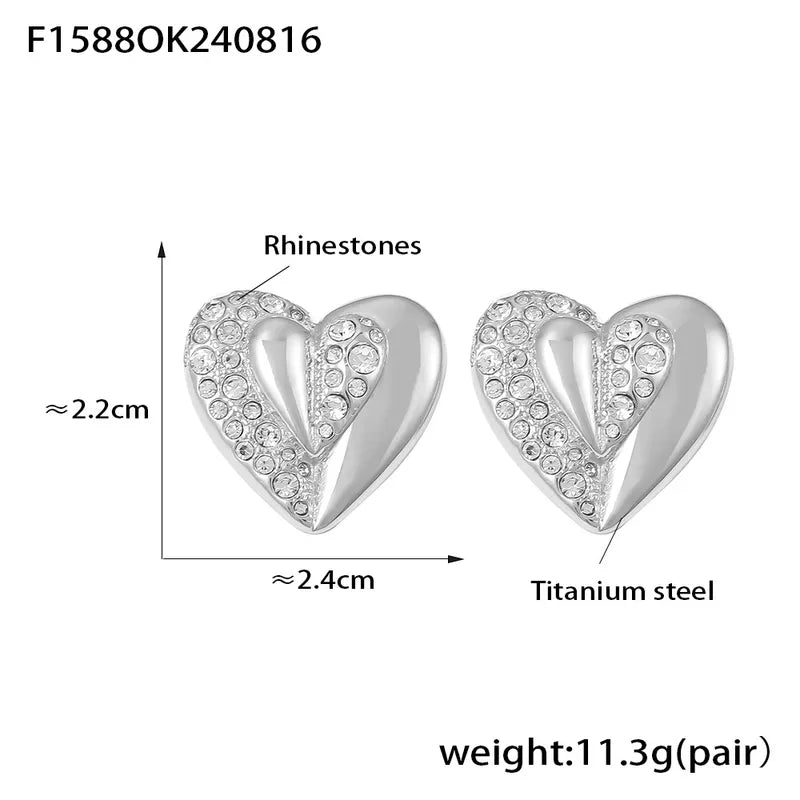 1 Pair Princess Sweet Commute Heart Shape Titanium Steel 18K Gold Plated Ear Studs