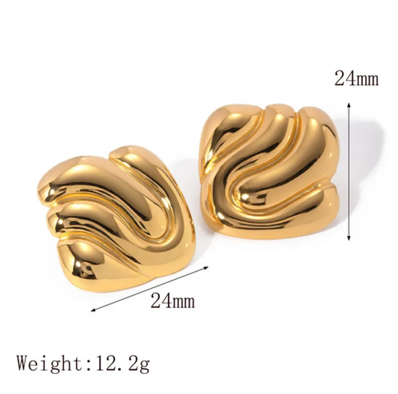 1 Pair Retro Classic Style Square Solid Color 304 Stainless Steel 18K Gold Plated Ear Studs