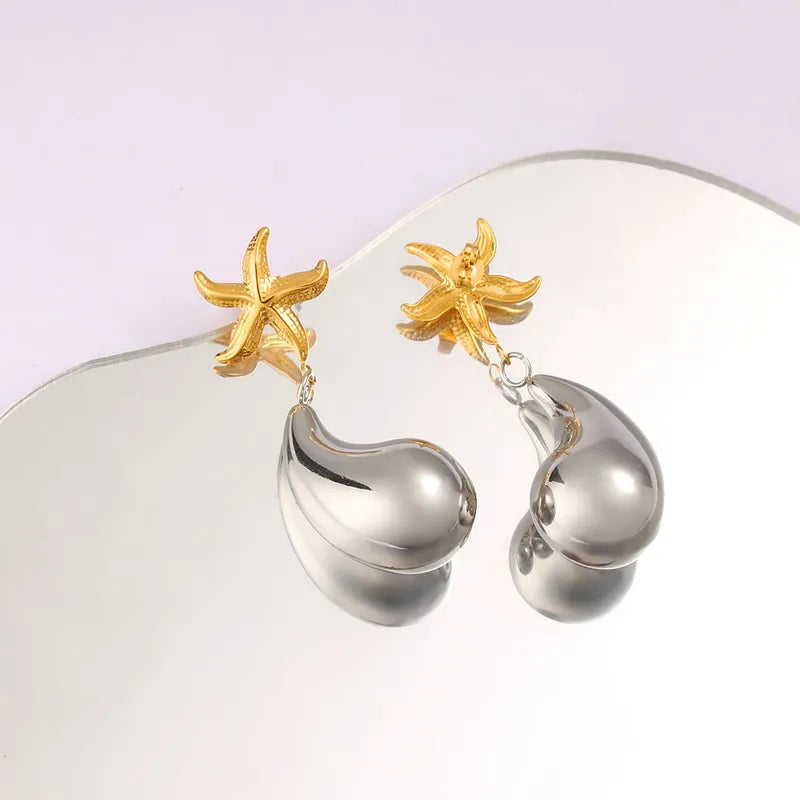 1 Pair Retro Commute Starfish 304 Stainless Steel 316 Stainless Steel 18K Gold Plated Drop Earrings