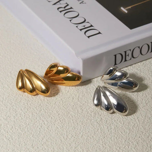 1 Pair Retro Commute Wings 304 Stainless Steel 18K Gold Plated Ear Studs