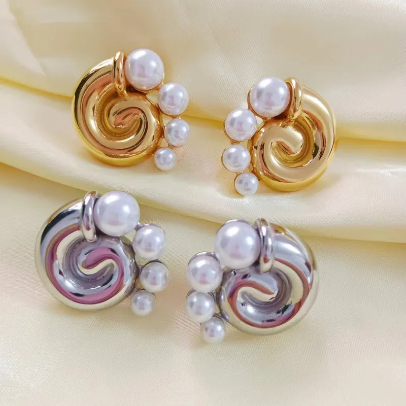 1 Pair Retro Conch 304 Stainless Steel 18K Gold Plated Ear Studs