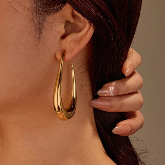 1 Pair Retro Exaggerated U Shape 304 Stainless Steel 18K Gold Plated Drop Earrings Ear Studs