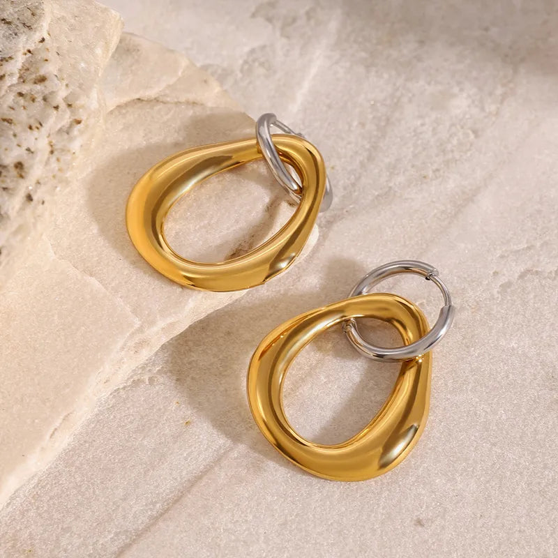 1 Pair Retro French Style Geometric Plating 304 Stainless Steel 18K Gold Plated Earrings