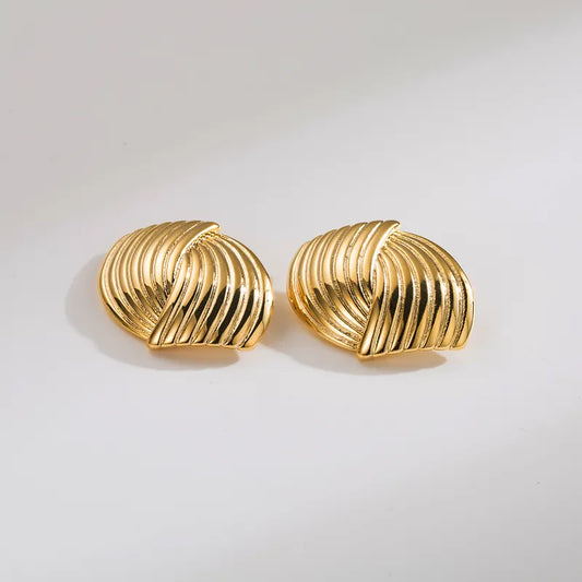 1 Pair Retro Irregular Geometric Copper 18K Gold Plated Ear Studs