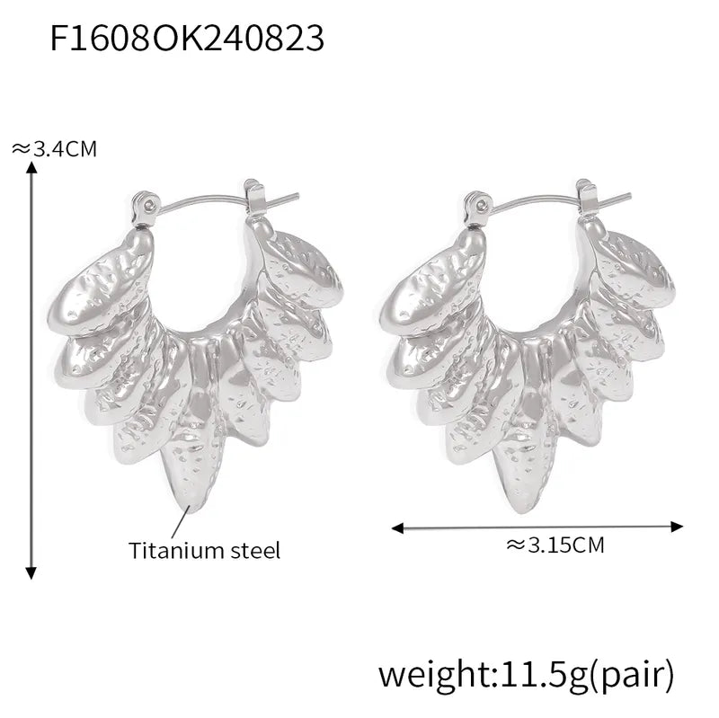 1 Pair Retro Luxurious Preppy Style Geometric Leaves Plating Titanium Steel 18K Gold Plated Earrings