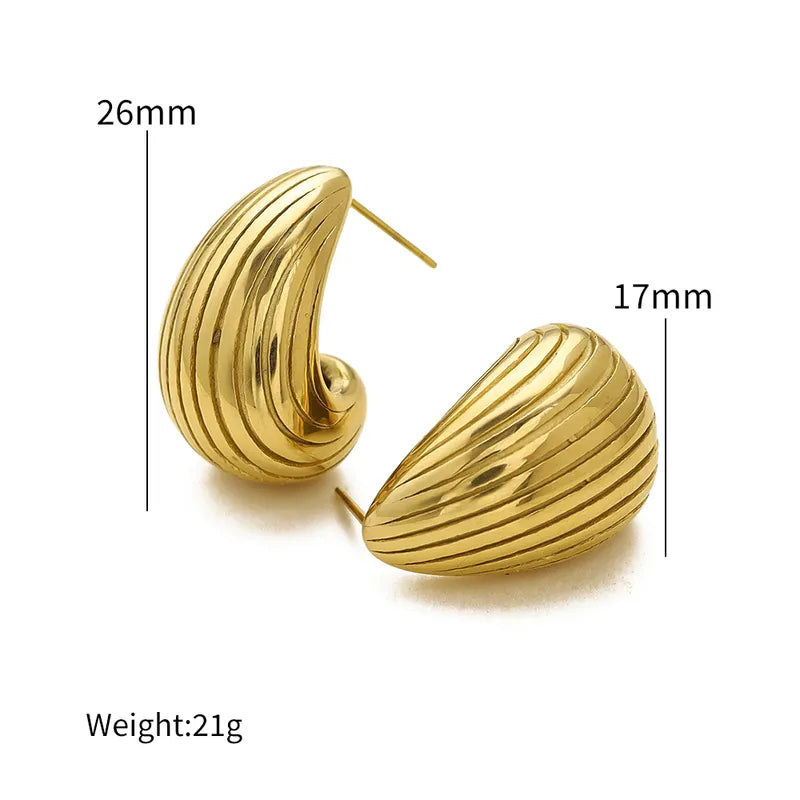 1 Pair Retro Roman Style Water Droplets Plating Titanium Steel 18K Gold Plated Ear Studs