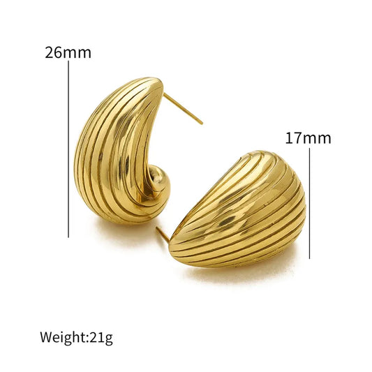 1 Pair Retro Roman Style Water Droplets Plating Titanium Steel 18K Gold Plated Ear Studs