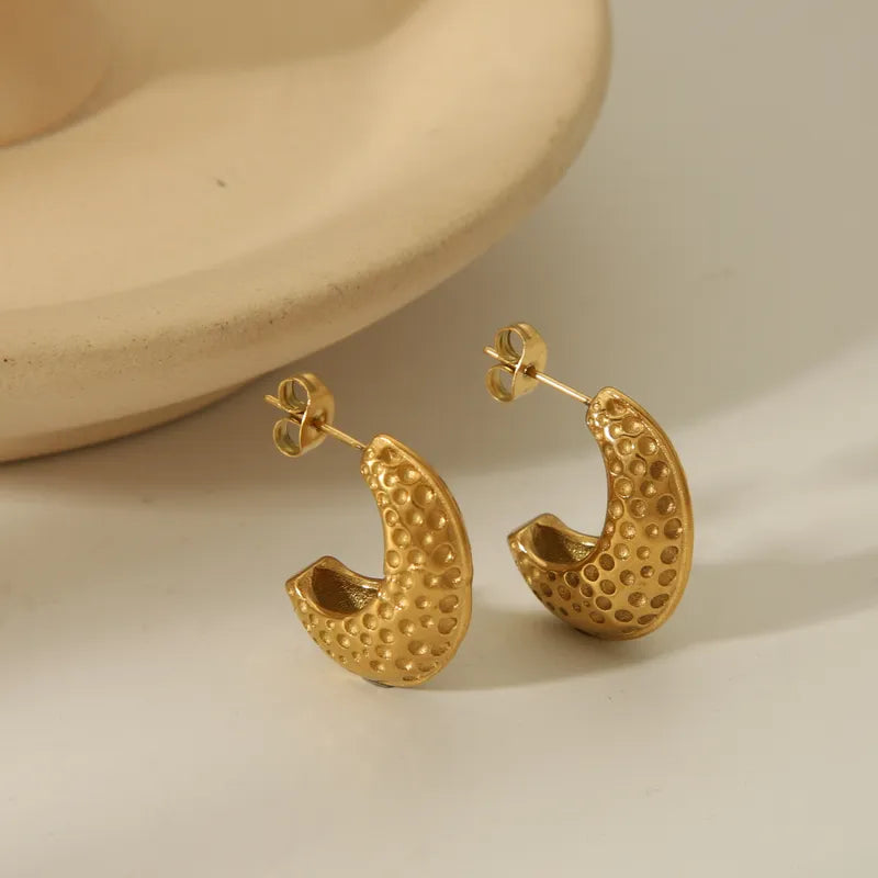 1 Pair Retro Simple Style C Shape 304 Stainless Steel 18K Gold Plated Ear Studs