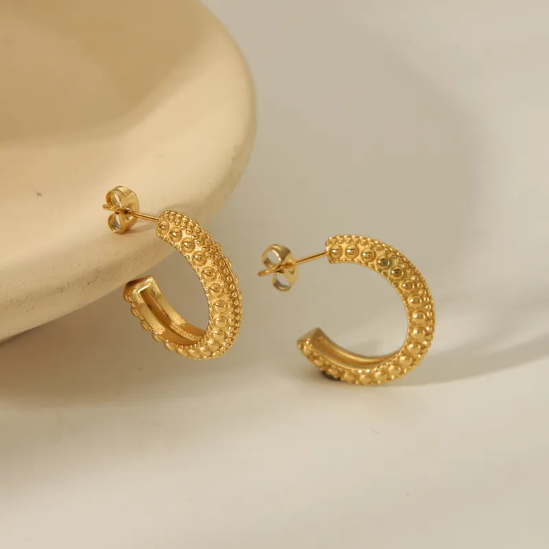 1 Pair Retro Simple Style C Shape 304 Stainless Steel 18K Gold Plated Ear Studs