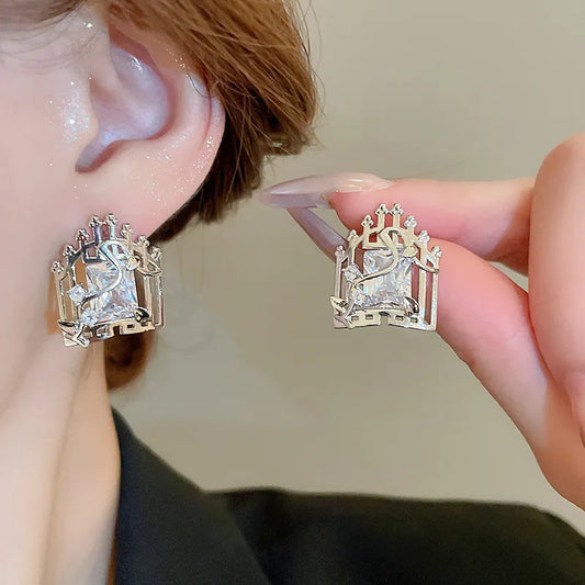 1 Pair Retro Simple Style Classic Style Geometric Plating Inlay Copper Zircon Ear Studs