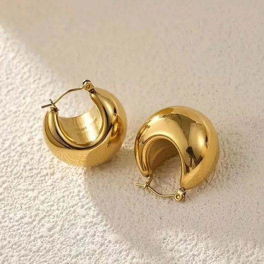 1 Pair Retro Simple Style Classic Style Solid Color 304 Stainless Steel 18K Gold Plated Earrings