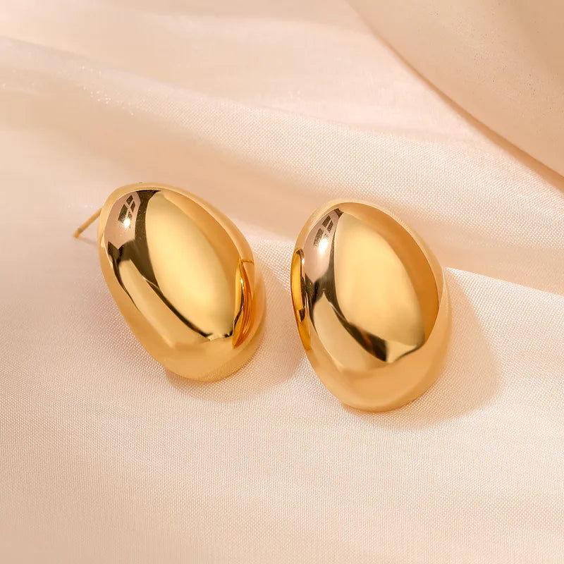 1 Pair Retro Simple Style Commute Geometric Oval Plating 304 Stainless Steel Ear Studs