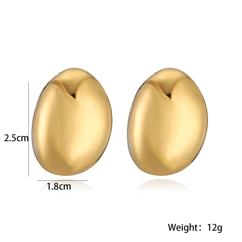 1 Pair Retro Simple Style Commute Geometric Oval Plating 304 Stainless Steel Ear Studs