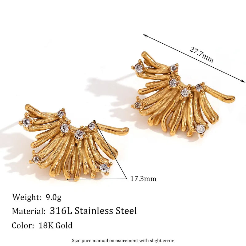 1 Pair Retro Simple Style Geometric Flower Plating 316L Stainless Steel 18K Gold Plated Earrings Ear Studs