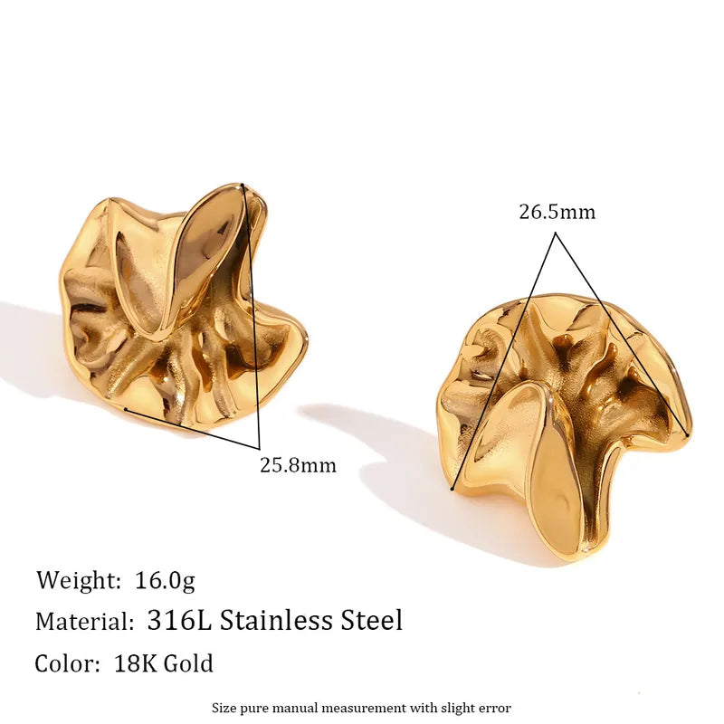 1 Pair Retro Simple Style Geometric Flower Plating 316L Stainless Steel 18K Gold Plated Earrings Ear Studs