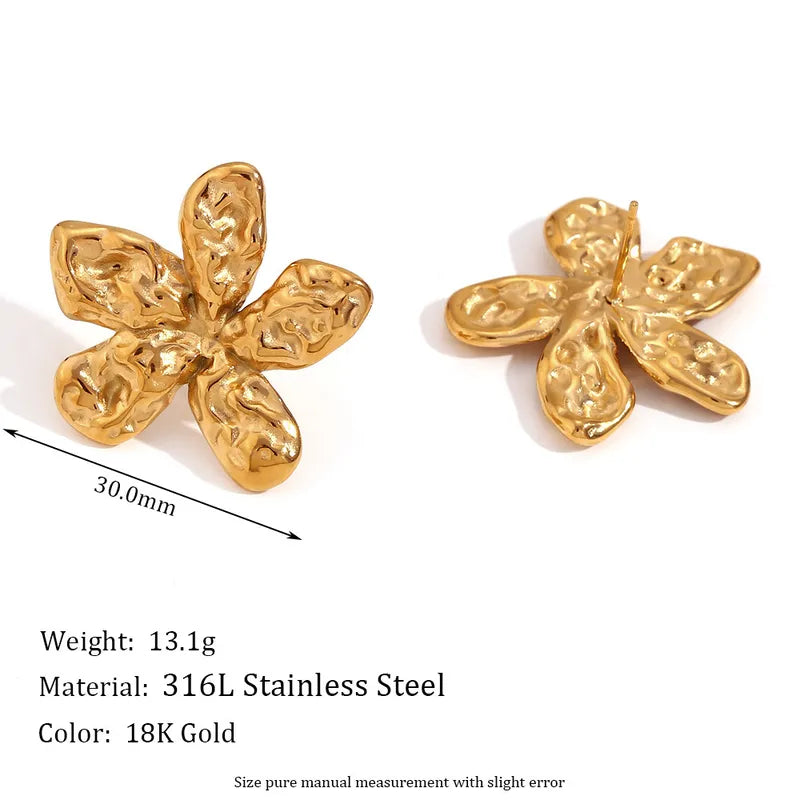 1 Pair Retro Simple Style Geometric Flower Plating 316L Stainless Steel 18K Gold Plated Earrings Ear Studs