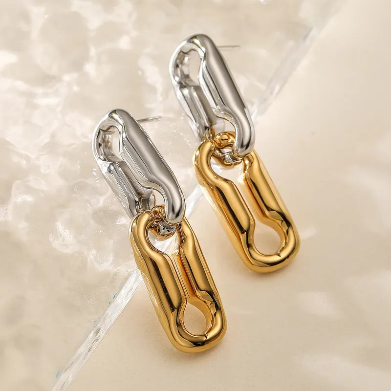 1 Pair Retro Simple Style Geometric Mixed Metal 304 Stainless Steel Drop Earrings