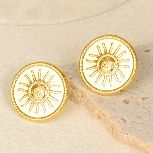 1 Pair Retro Simple Style Sun Plating 304 Stainless Steel Ear Studs