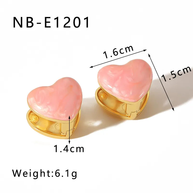 1 Pair Retro Solid Color Enamel Plating 304 Stainless Steel 18K Gold Plated Earrings