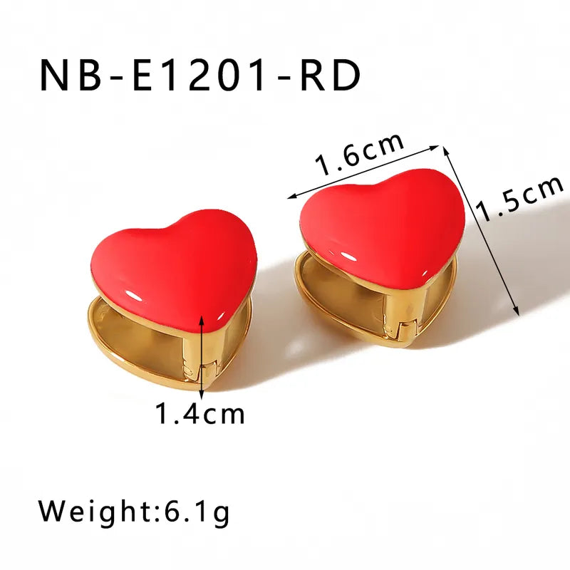 1 Pair Retro Solid Color Enamel Plating 304 Stainless Steel 18K Gold Plated Earrings