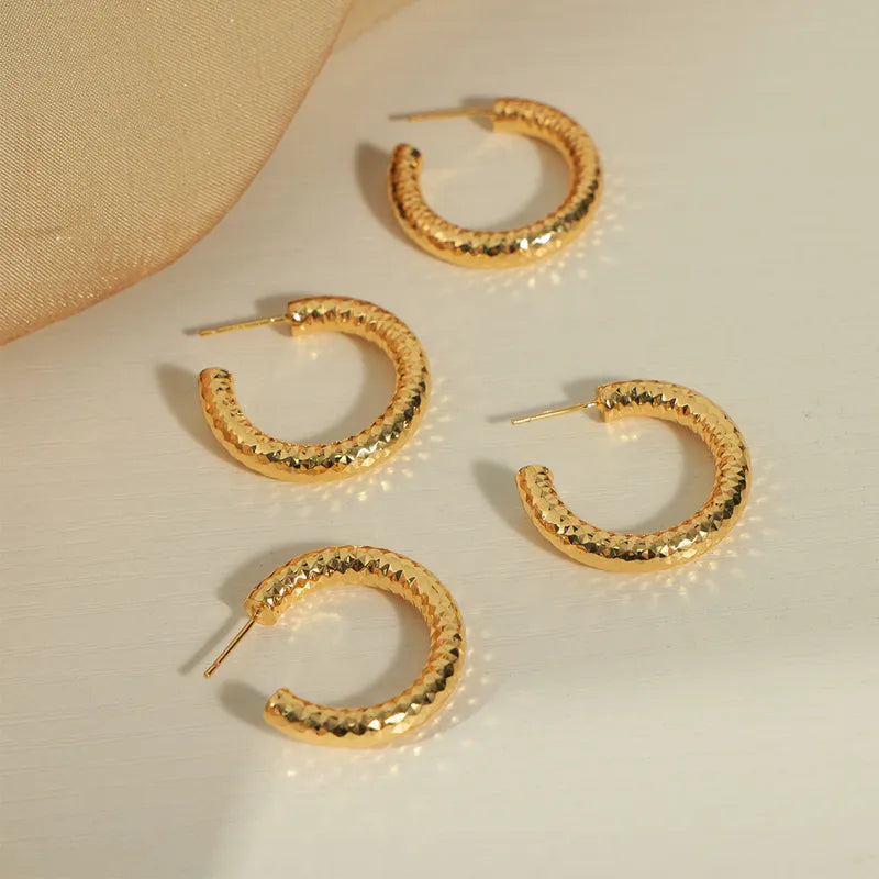 1 Pair Retro Vintage Style Artistic C Shape Plating Copper 18k Gold Plated Ear Studs