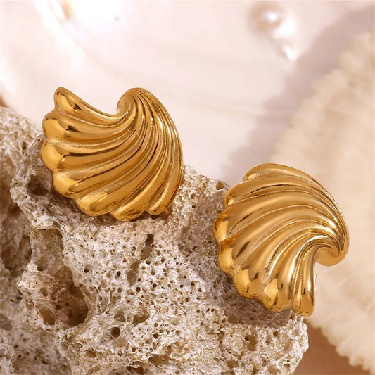 1 Pair Romantic Marine Style Simple Style Sea Wave 304 Stainless Steel 18K Gold Plated Ear Studs