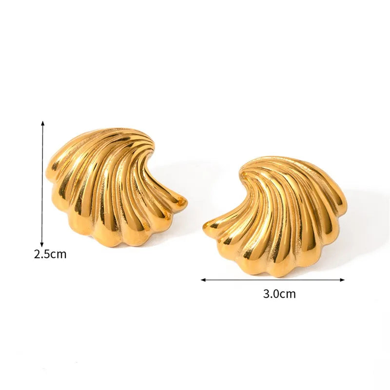 1 Pair Romantic Marine Style Simple Style Sea Wave 304 Stainless Steel 18K Gold Plated Ear Studs